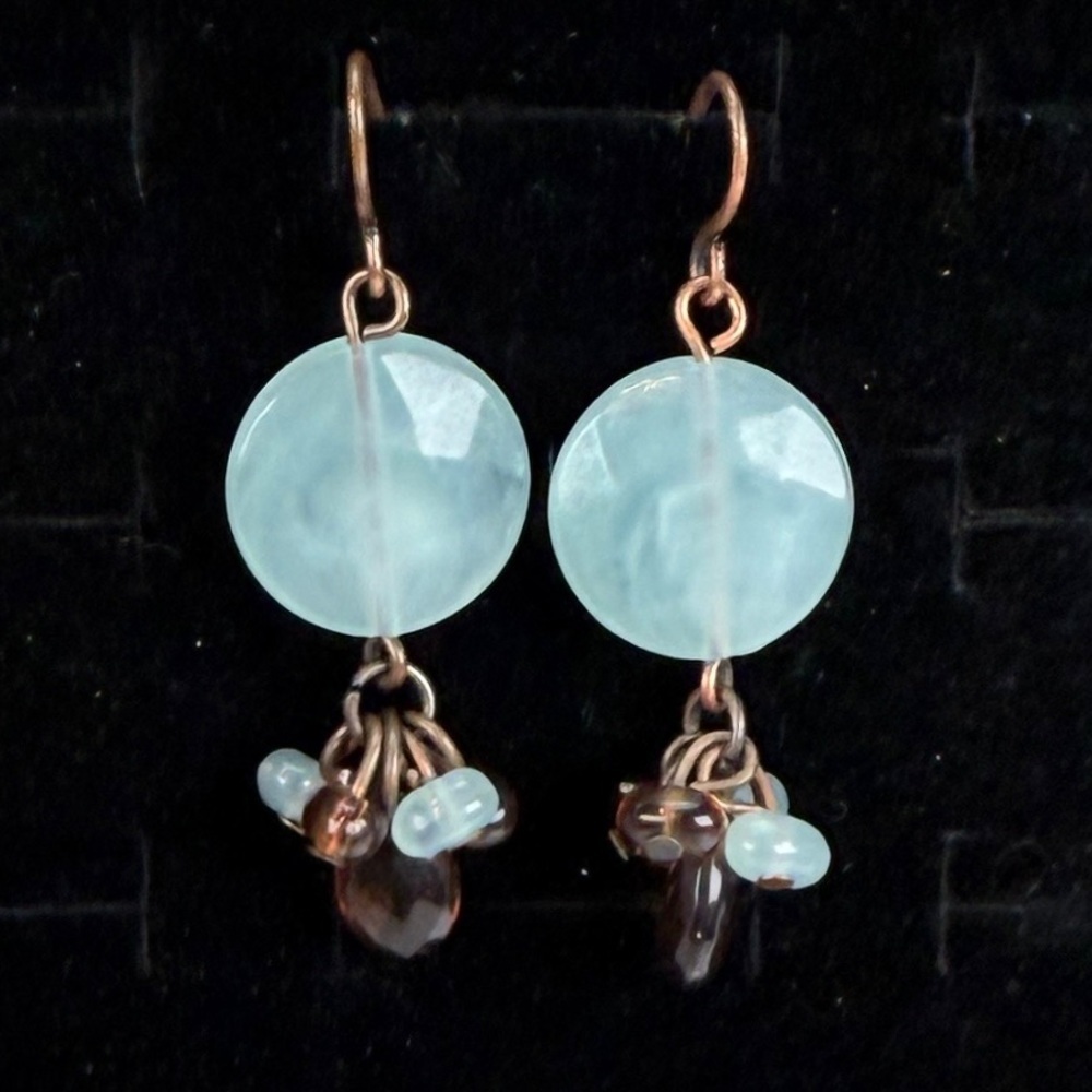 Beautiful copper and blue, Bohemian chic pierced earrings